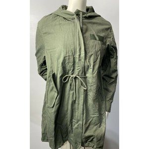 Zara Womens Coat Military Green size XL Jacket Inner Removable Vest Hood nwot
